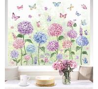 Autocollants en verre à motifs floraux : bleu, violet, rose. Grands autocollants décoratifs, adhésifs non tissés, résistants aux carreaux, autocollants en verre pour la décoration estivale