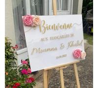 Autocollants en vinyle avec inscription de bienvenue pour Mariage, texte personnalisé, Autocollants Unique pour fête d'anniversaire, Art Mural H613 bleu moyen