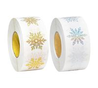 Autocollants flocon de neige - 1000 pièces autocollants ronds transparents en feuille de paillettes, pour enveloppes de vacances d'hiver, emballage de boîte cadeau