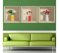 Autocollants floraux en 3D, blancs, rouges et roses, 40 x 120 cm