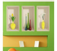 Autocollants floraux en 3D – vases jaunes 80 x 120 cm