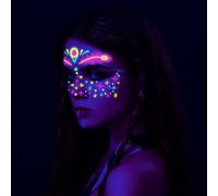 Autocollants fluorescents pour le visage - Imperméables - Tatouages lumineux - Accessoires d'art corporel - Transfert d'eau - Pour festivals de musique, boîtes de nuit, maquillage, soirées dansantes
