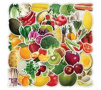 Autocollants Fruits Légumes, 50 Pièces, Autocollants De Fruits Frais De Dessin Animé Mignon, Décalcomanies en Vinyle, Autocollant d'apprentissage Étanche en PVC pour Scrapbooking