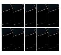 Autocollants imitation marbre - Panneaux muraux en PVC adhésifs - Lot de 10 - 30 x 60 cm - Étanches - Résistants aux huiles - Noir