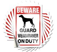 Autocollants imperméables en vinyle pour adolescent, tatouage mathématique, Beware! Guard Weimaraner On Duty | Happy Waterproof Vinyl Stickers (12 x 18 cm)
