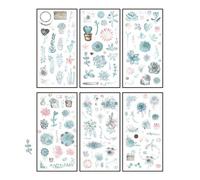 Autocollants Kawaii Chat Fleurs Pour Scrapbooking, Fournitures D'art, Mot Japonais, Papeterie Esthétique Et Déco, Pour Carnet De Notes, 6 Pièces