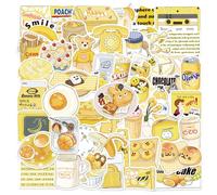 Autocollants kawaii jaunes gourmandises et cafe gommettes deco scrapbooking stickers journal creatif decals vinyle pour agenda ordinateurs gourde valise telephone cadeaux anniversaire