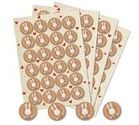 Autocollants lapin de Pâques, 96 pièces: stickers pâques, autocollant lapins, décoration Pâques, étiquettes rondes autocollantes, sticker cadeaux, autocollants enfant, kraft brun, ⌀ 4 cm