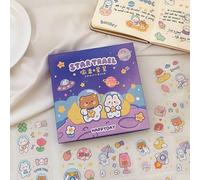 Autocollants Lapin Ours Voyage D'espace, 100 Pièces/Ensemble, Kawaii, Imperméables, Transparents, Feuilles, Scrapbooking, Pour Journal, Bricolage, Mignon, Cadeau