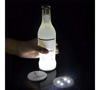 Autocollants LED, Sous-Verre LED Sous-Verres lumineux à Avec à Changement De Couleur Sous-bocks Ronds Bouteilles De Vin Tasses à Pour Bouteilles Fêtes Bars Noël (6 pièces, Blanc)