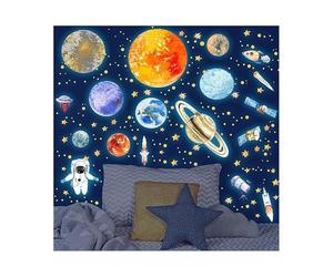 Autocollants Lumineux Planètes Étoiles Phosphorescentes Lumineuses Astronaute Stickers Muraux Décoration OBJET DE DECORATION MURALE