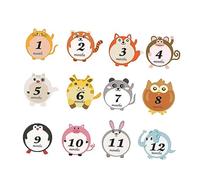Autocollants Mensuels Bébé 12 Pièces, Dessins Animaux Mignons pour Photos | Pvc, Décoratifs et Pratiques, Accessoires de Séance, Fête D’anniversaire, Set de 12 Pièces