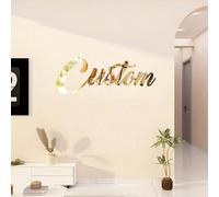 Autocollants miroir acrylique personnalisés or argent noir, lettres personnalisées, décalcomanies murales pour chambre, salon, décor de fond de fête, art mural avec nom, décoration de fête d'anniversa