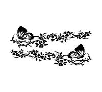 Autocollants Motifs Fleurs Et Papillons,iSpchen 2pcs Autocollants pour Voiture Pare-Chocs Capot Autocollant Stickers Lampe Sourcils Styling Auto Decor Stickers Papillon Fleur pour SUV Camion