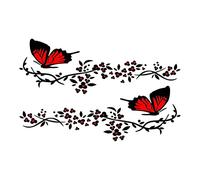 Autocollants Motifs Fleurs Et Papillons,iSpchen 2pcs Autocollants pour Voiture Pare-Chocs Capot Autocollant Stickers Lampe Sourcils Styling Auto Decor Stickers Papillon Fleur pour SUV Camion