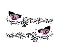 Autocollants Motifs Fleurs Et Papillons,iSpchen 2pcs Autocollants pour Voiture Pare-Chocs Capot Autocollant Stickers Lampe Sourcils Styling Auto Decor Stickers Papillon Fleur pour SUV Camion
