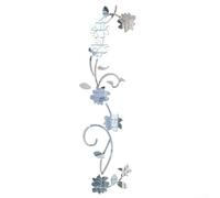 Autocollants muraux 3D en acrylique en forme de fleur de vigne en rotin pour la maison, décoration murale pour salon, chambre à coucher, porte de garde-robe, autocollants floraux dorés, argentés et