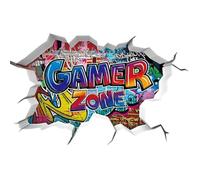 Autocollants muraux 3D Gamer - PZCC - Chambre garçon - Décoration moderne - Vinyle haute qualité - Imperméable
