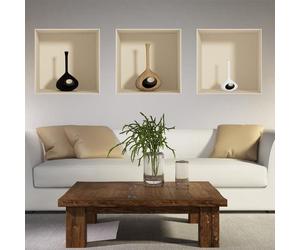 Autocollants muraux 3D, stickers muraux à effet 3D, vases ronds – autocollants 3D pour la chambre et le salon, trompe-l'œil – 40 x 120 cm