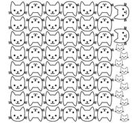 Autocollants muraux – 60 têtes de chat – Fond transparent – 100 x 100 cm