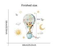 Autocollants muraux amovibles en forme de montgolfière et de girafe pour chambre d'enfant, décoration murale pour chambre d'enfant, stickers muraux animaux, peintures murales artistiques~01758