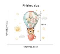 Autocollants muraux amovibles en forme de montgolfière et de girafe pour chambre d'enfant, décoration murale pour chambre d'enfant, stickers muraux animaux, peintures murales artistiques~01759