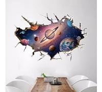 Autocollants Muraux Amovibles En Pvc Pour Chambre À Coucher, Toile De Fond Pour Système Solaire, Effet 3d, Espace Extérieur, Pour Chambre D'enfants