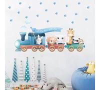 Autocollants muraux animaux de dessin animé nordique pour chambres d'enfants filles garçons décor de crèche girafe éléphant train oiseaux étoiles papier peint~1008