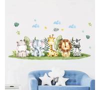 Autocollants muraux animaux de dessin animé nordique pour chambres d'enfants filles garçons décor de crèche girafe éléphant train oiseaux étoiles papier peint~1021