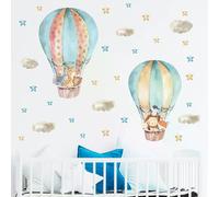 Autocollants muraux animaux de dessin animé nordique pour chambres d'enfants filles garçons décor de crèche girafe éléphant train oiseaux étoiles papier peint~1017