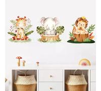Autocollants muraux animaux de dessin animé nordique pour chambres d'enfants filles garçons décor de crèche girafe éléphant train oiseaux étoiles papier peint~1020
