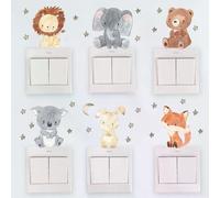 Autocollants muraux animaux de dessin animé nordique pour chambres d'enfants filles garçons décor de crèche girafe éléphant train oiseaux étoiles papier peint~1016