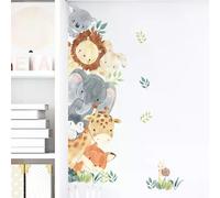 Autocollants muraux animaux de dessin animé nordique pour chambres d'enfants filles garçons décor de crèche girafe éléphant train oiseaux étoiles papier peint~1023
