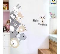 Autocollants muraux animaux de dessin animé nordique pour chambres d'enfants filles garçons décor de crèche girafe éléphant train oiseaux étoiles papier peint~1028