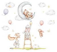 Autocollants muraux – Animaux de la forêt en aquarelle, lapins et leurs amis – Autocollants – 120 x 180 cm