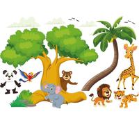 Autocollants muraux – Animaux sous les arbres – Autocollants adhésifs – 120 x 180 cm