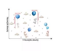 Autocollants muraux aquarelle rose ballon lapin nuage pour chambre d'enfant décoration de chambre d'enfant décalcomanies murales garçons et filles cadeaux PVC~01222