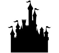 Autocollants muraux ardoise – stickers muraux effaçables et autocollants – Château de princesse + 4 craies liquides – 140 x 115 cm