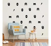 Autocollants muraux créatifs DIY à motif de super-héros, décoration murale pour chambre d'enfants, masque de super-héros, autocollant mural en vinyle, décoration murale pour salle de jeux Yellow