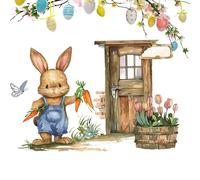 Autocollants muraux de Pâques, décorations murales de Pâques - Sticker PVC Bunny pour Pâques | Décor de mur de fleurs, décorations de pépinière, décalcomanies murales d'animaux, autocollants de fenêtr