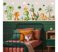 Autocollants muraux dinosaure aquarelle et palmier, autocollants muraux dinosaure jungle, œuf de dinosaure, forêt, décoration murale pour chambre, salle de jeux, maison D540,D539CartoonPolychlorures d