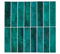Autocollants muraux en 3D, adhésifs, motif mosaïque bleu, lot de 10, dimensions : 30,5 x 30,5 cm