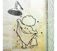 Autocollants muraux en vinyle pour salle de bain, motif dessin animé, mignon, pour porte, fenêtre, verre, imperméable, pour enfants, douche, salle de bain~00483