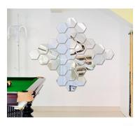 Autocollants muraux hexagonaux modernes en acrylique pour décoration de salon, chambre à coucher (B argenté)