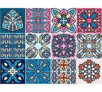Autocollants muraux imitation carrelage pour la cuisine et la salle de bain – 12 autocollants imitation carrelage ciment de style australien – 12 autocollants, 20 x 20 cm