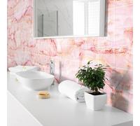 Autocollants muraux imitation carrelage pour la cuisine et la salle de bains – 60 autocollants Las Terrenas imitation marbre rose – 60 autocollants 20 x 20 cm