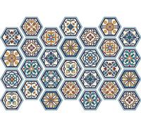 Autocollants muraux imitation carrelage pour la cuisine et la salle de bains – Carreaux hexagonaux bleu-vert effet bois patiné – 28 autocollants hexagonaux, 20 x 18 cm