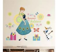 Autocollants muraux mignons Olaf Elsa Reine Anna Princesse Anime pour chambre d'enfants Plinthe Décoration de la maison Art mural de dessin animé Affiche du film Frozen~01001