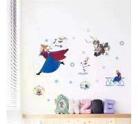 Autocollants muraux mignons Olaf Elsa Reine Anna Princesse Anime pour chambre d'enfants Plinthe Décoration de la maison Art mural de dessin animé Affiche du film Frozen~01000