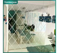 Autocollants muraux miroir 3D 17/32/58 pièces, bricolage, diamants, losange, acrylique, surface miroir, autocollants muraux, décoration de salon~0336